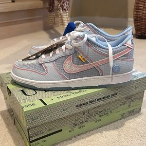 Men’s Unique Blue and Orange Nike UN/LA Custom Sneakers